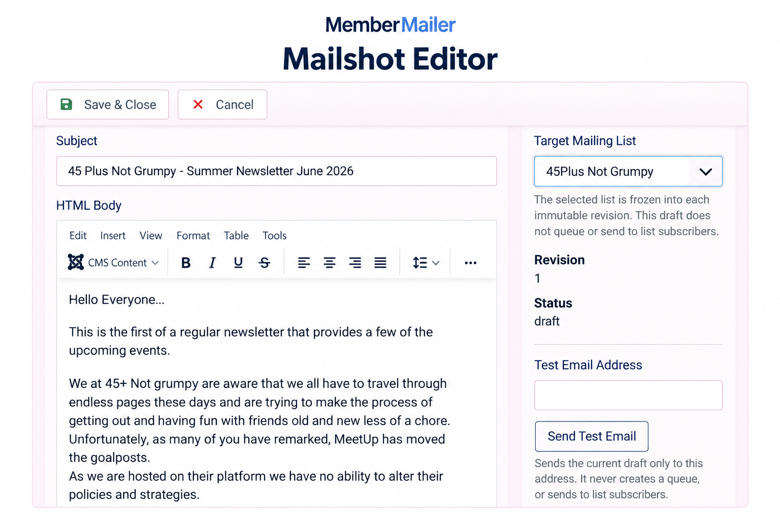 Mailshot Editor