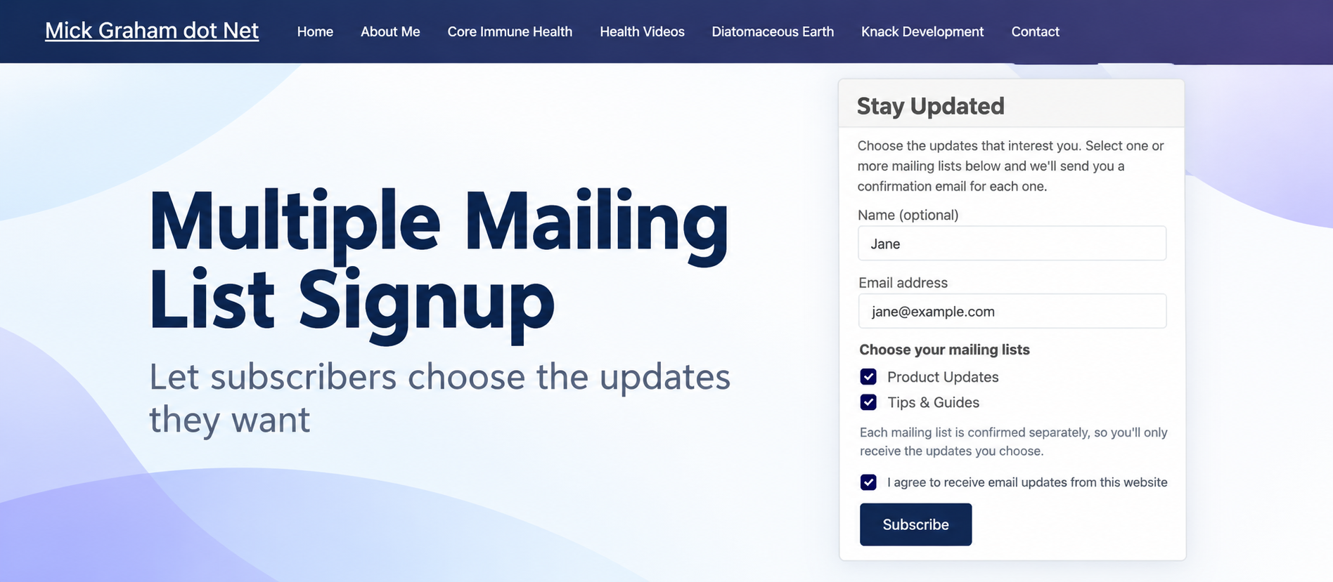 Multiple Mailing List Signup